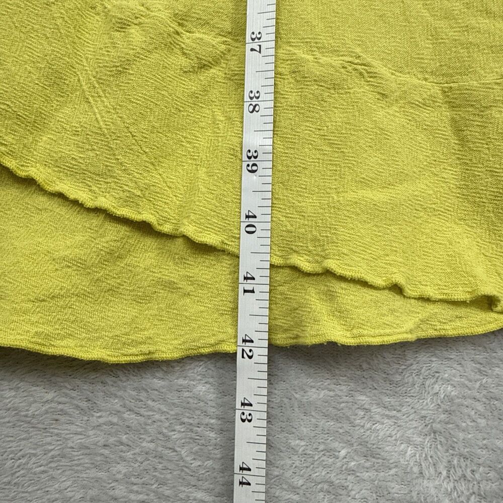 Oh My Gauze! LA Cotton Dress Size 1 (S/M) Lime Ruffle Asymmetric Lagenlook Artsy - Picture 10 of 13